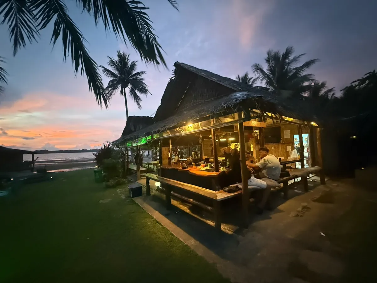 The gym bar at sunset by the sea