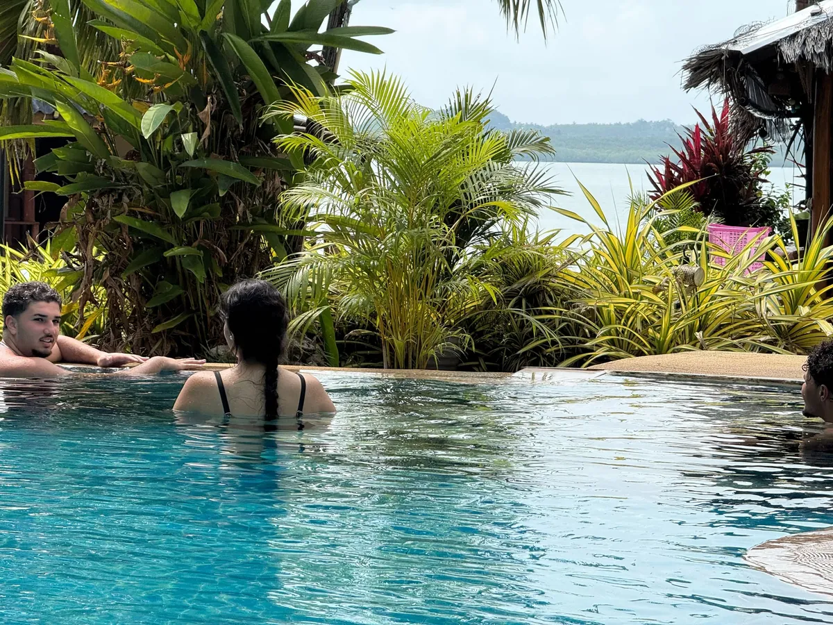 Guests relaxing in the pool