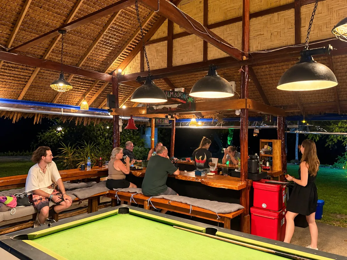 Pool table and lounge in the bar