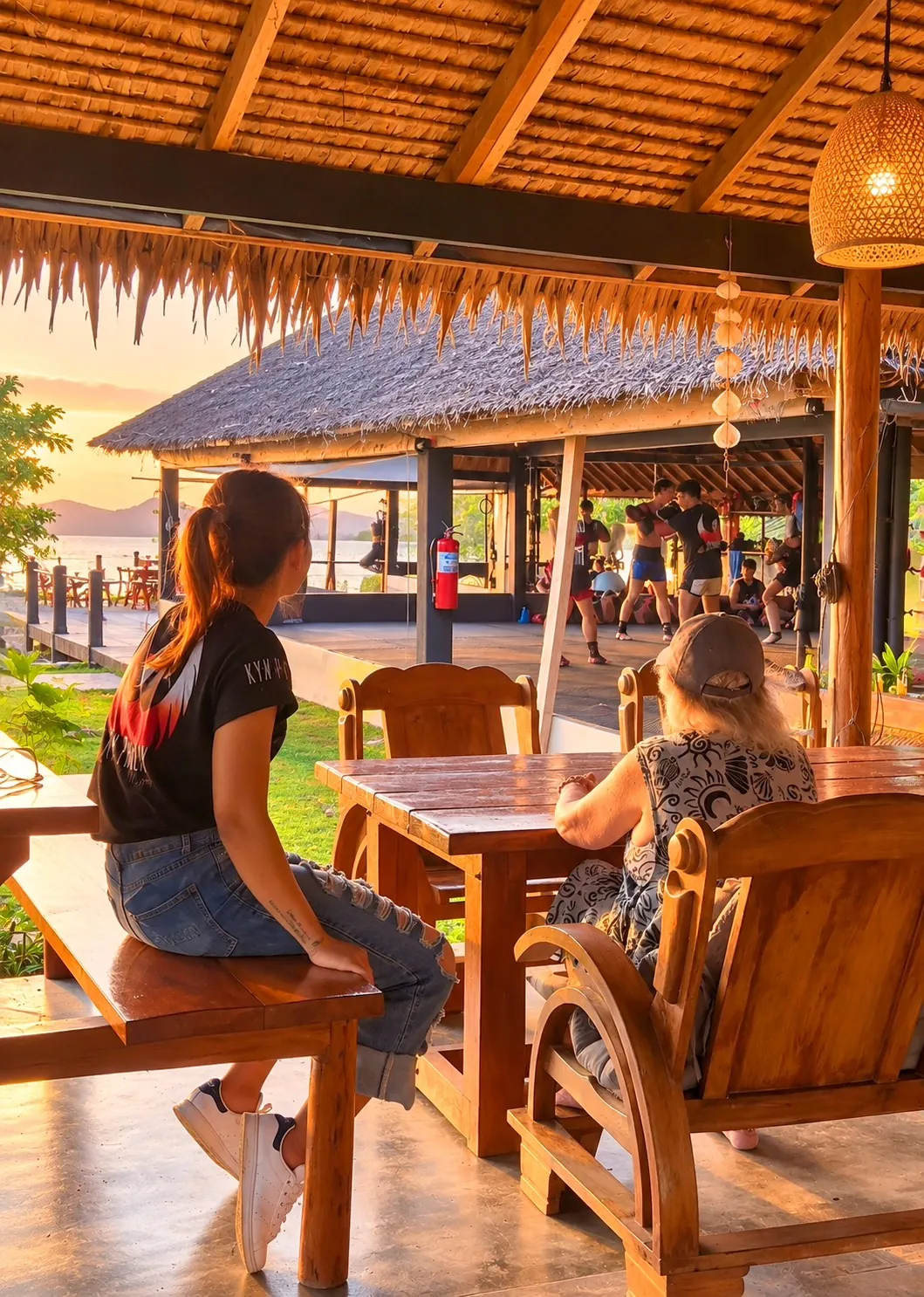Restaurant seating with a sea view